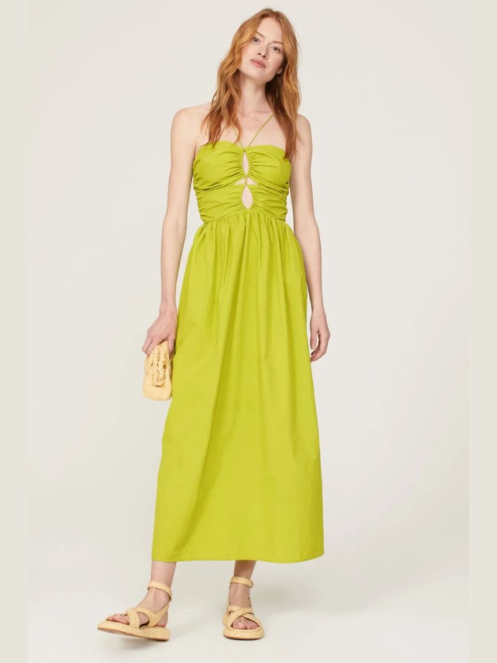 Rails Silvia Midi Dress Banana Leaf NWT Small Cutout Resort Vacation - Picture 10 of 11